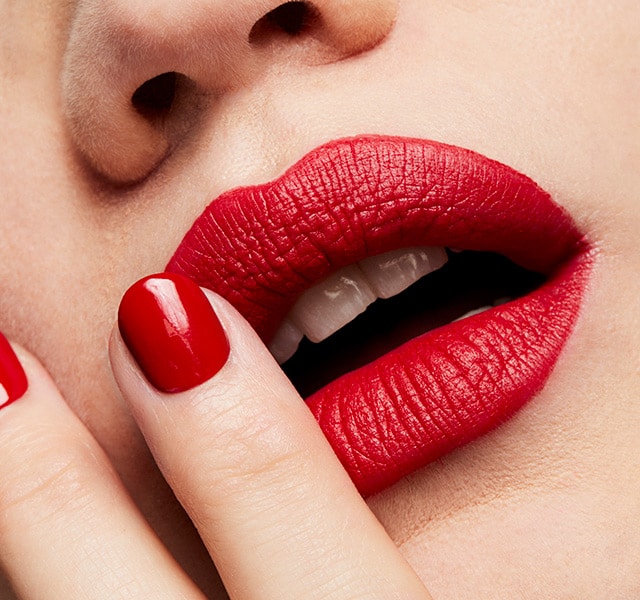 dry red lipstick